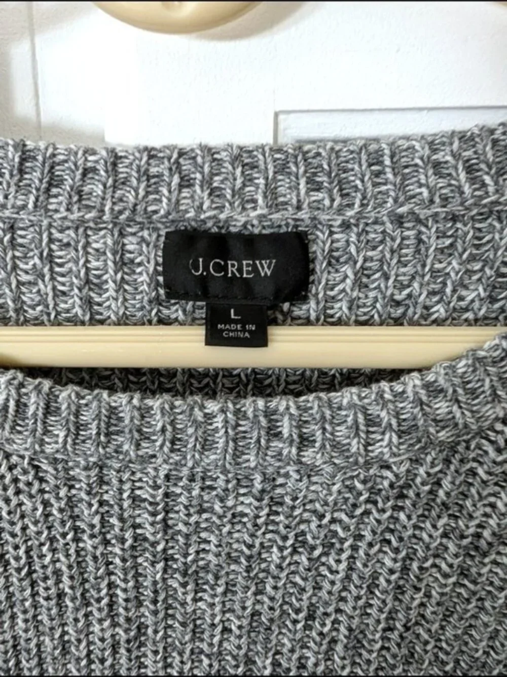 J. Crew Marled Cotton Raglan-sleeve Crewneck Sweater Gray L